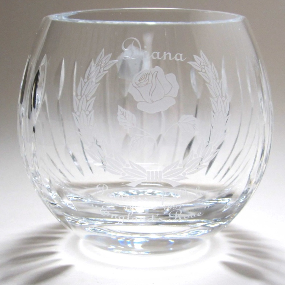 Stuart Crystal Diana Princess of Wales Commemorative Votive Candle RoseBowl